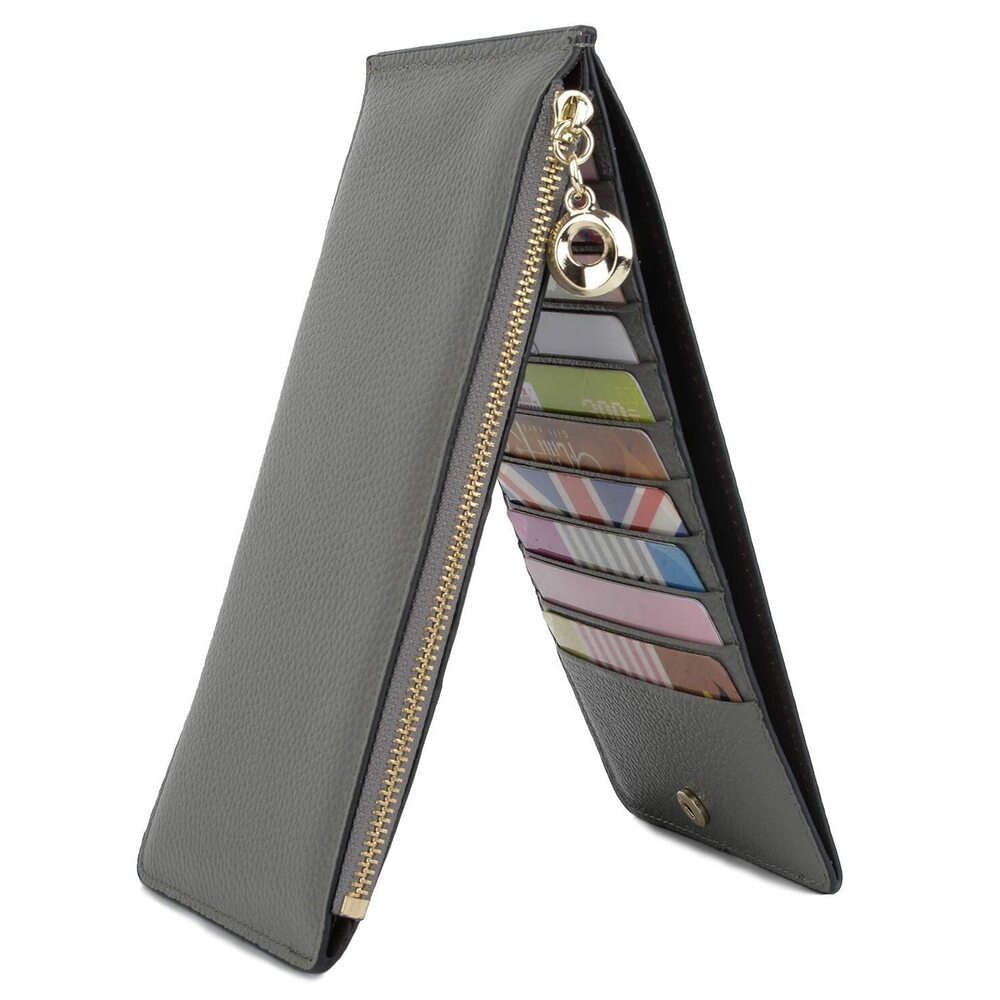 6968 RFID Blocking Leather Multi Card Organizer Wallet with Zipper Pocket - Picture 1 of 8